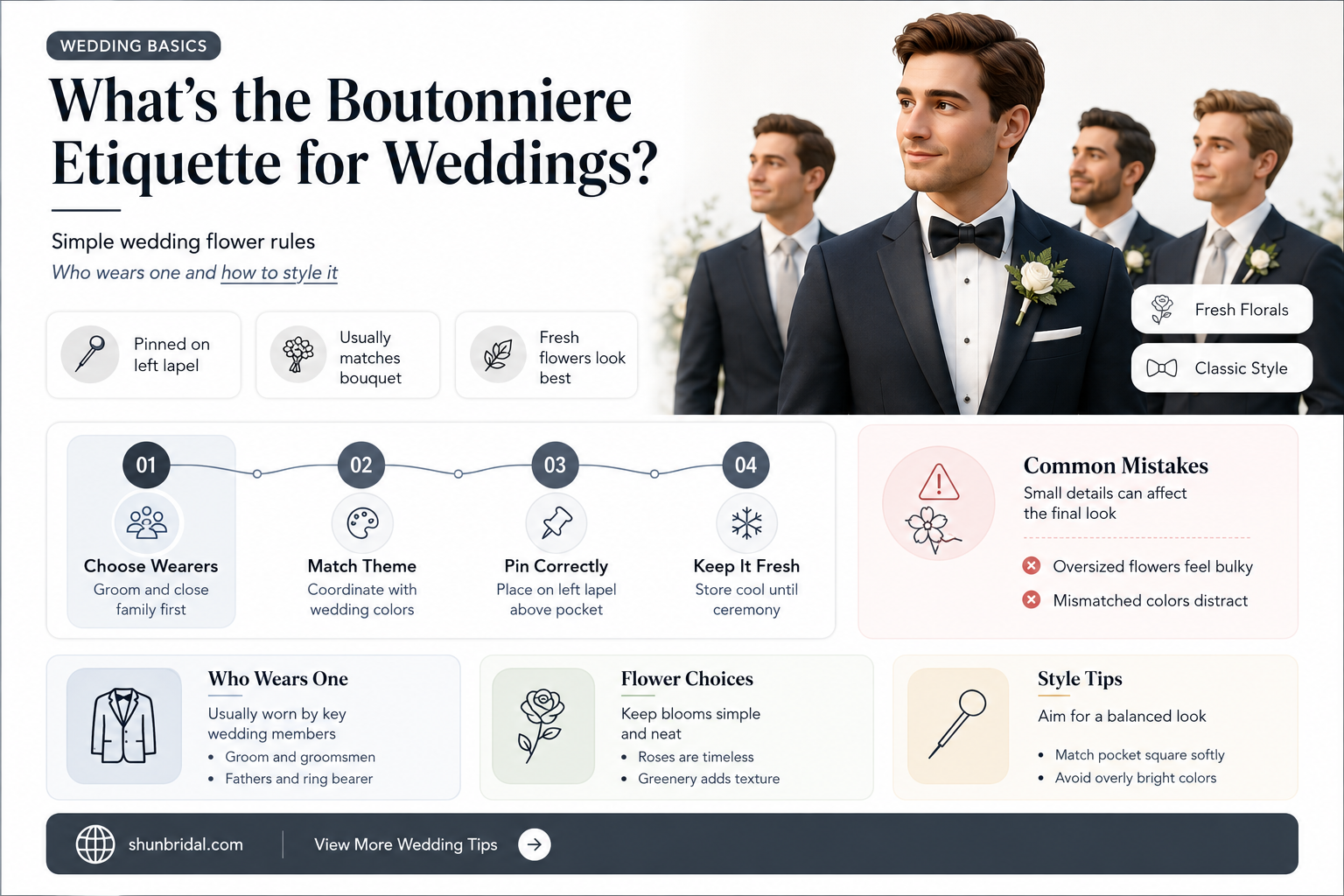 are the boutonniere at a wedding supposed to match