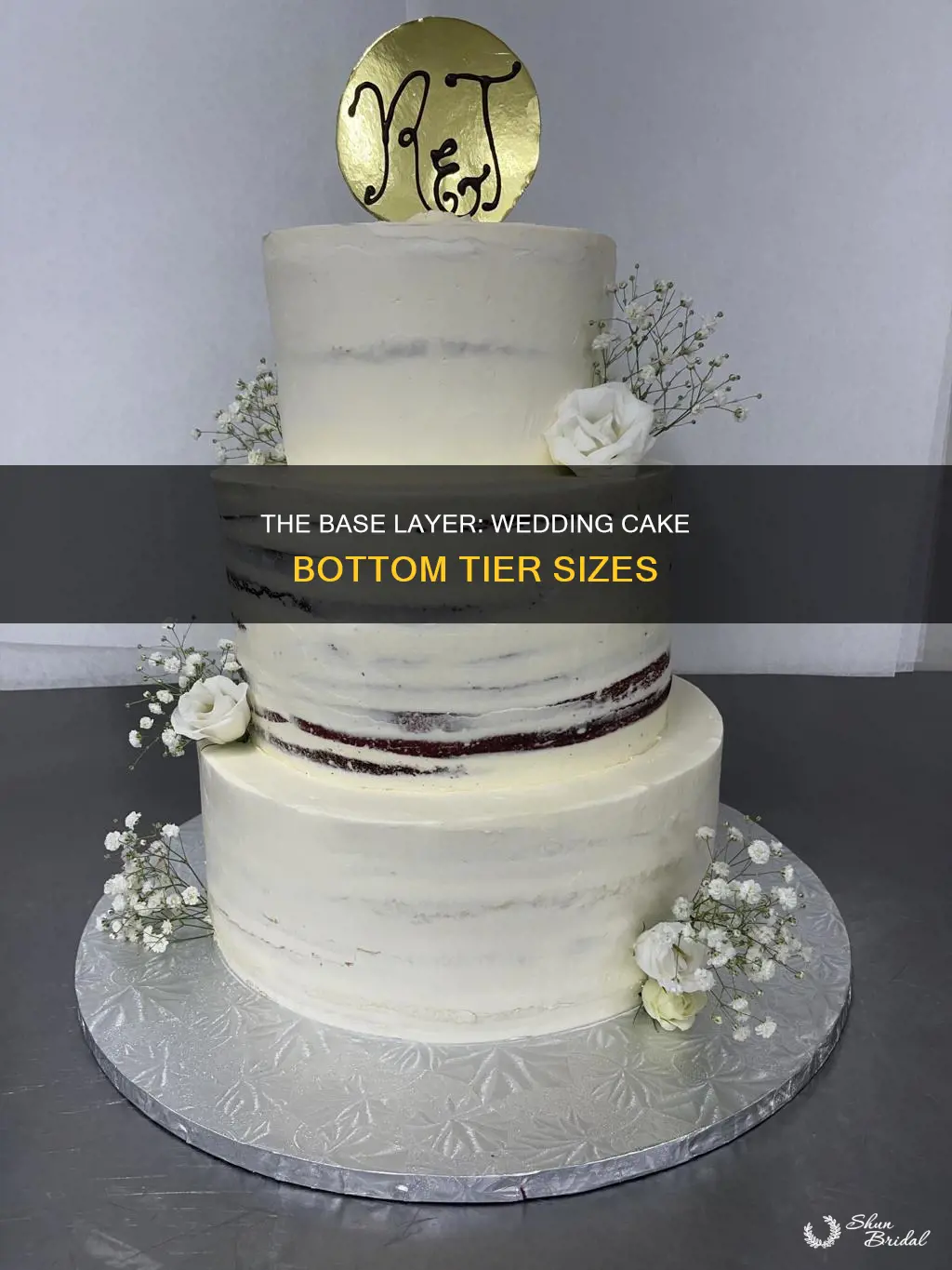 what size is the bottom tier of a wedding cake