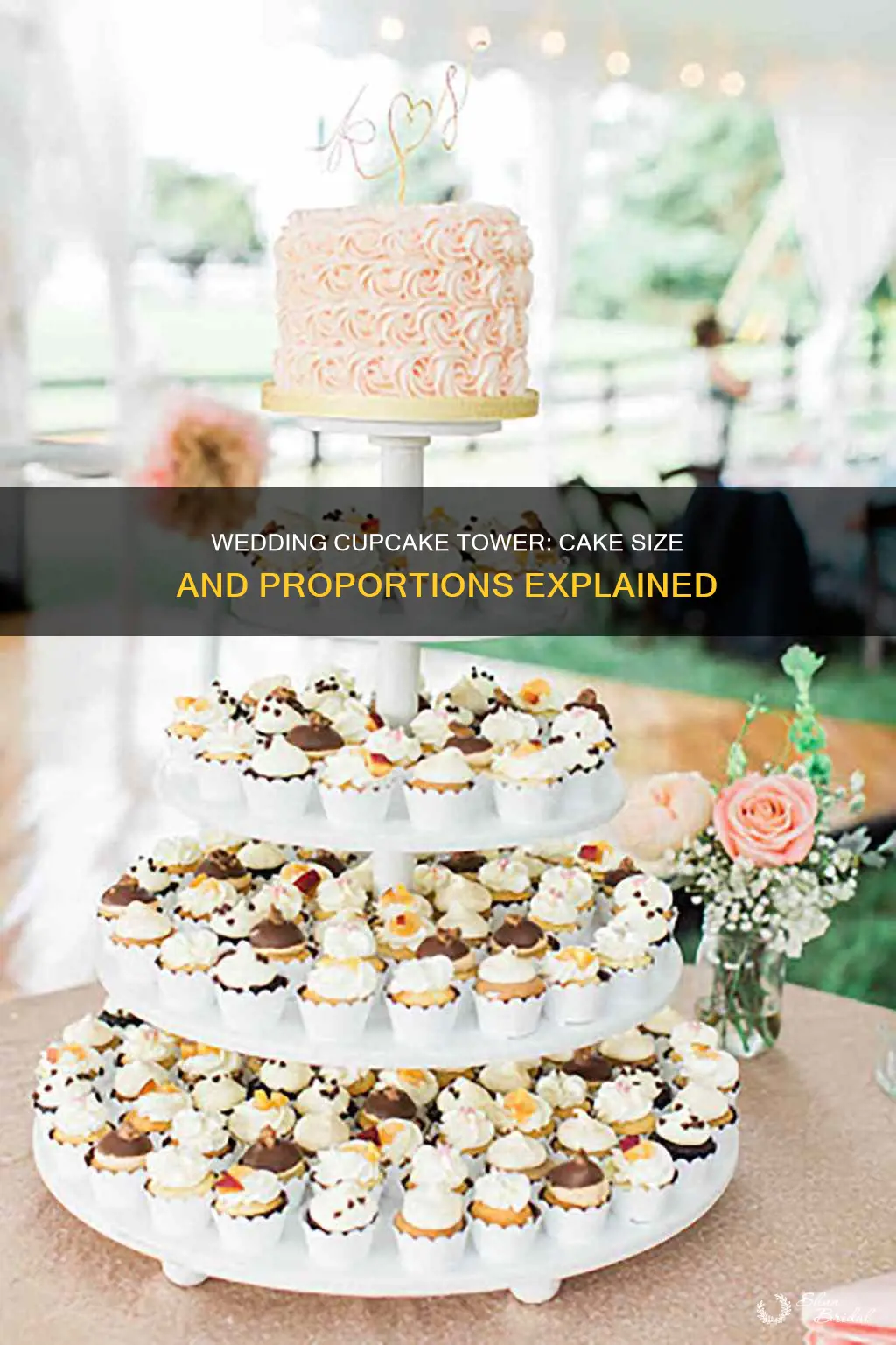 what size wedding cake at top of cupcake tower