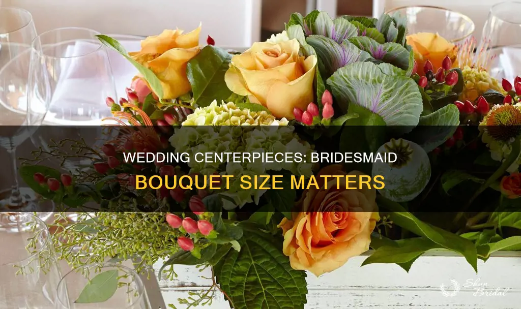 what size wedding centerpieces if using bridesmaid bouquet