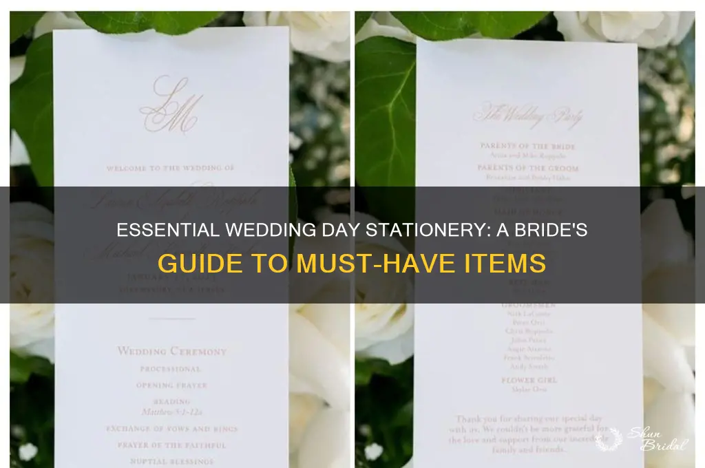 what stationaery to have on wedding day