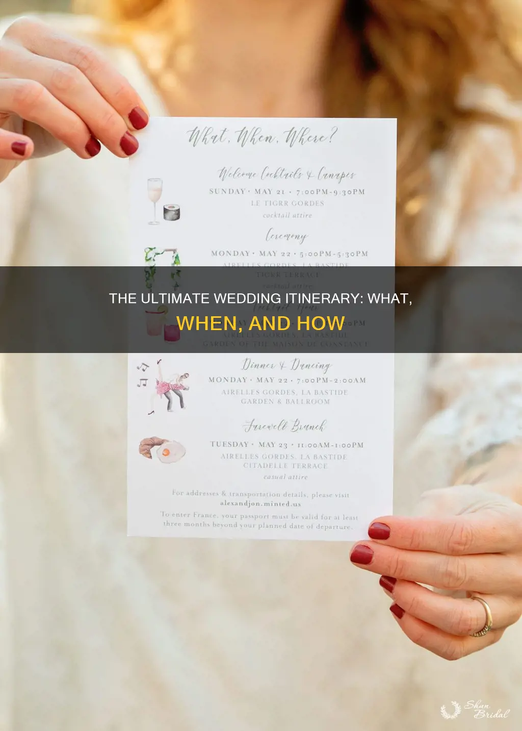 what thr crap need to know wedding itinerary