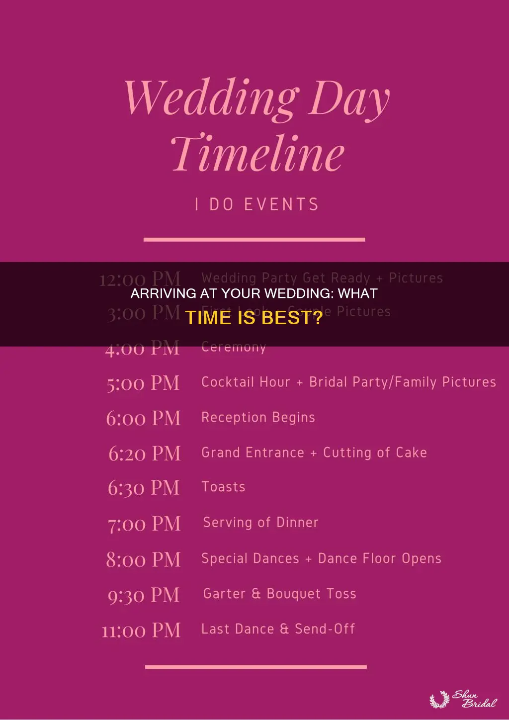 what time arrive at wedding