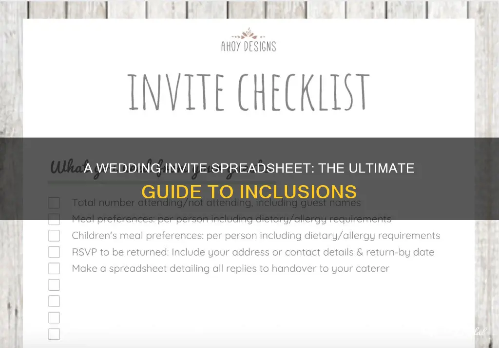 what to include on a wedding invite spreadsheet