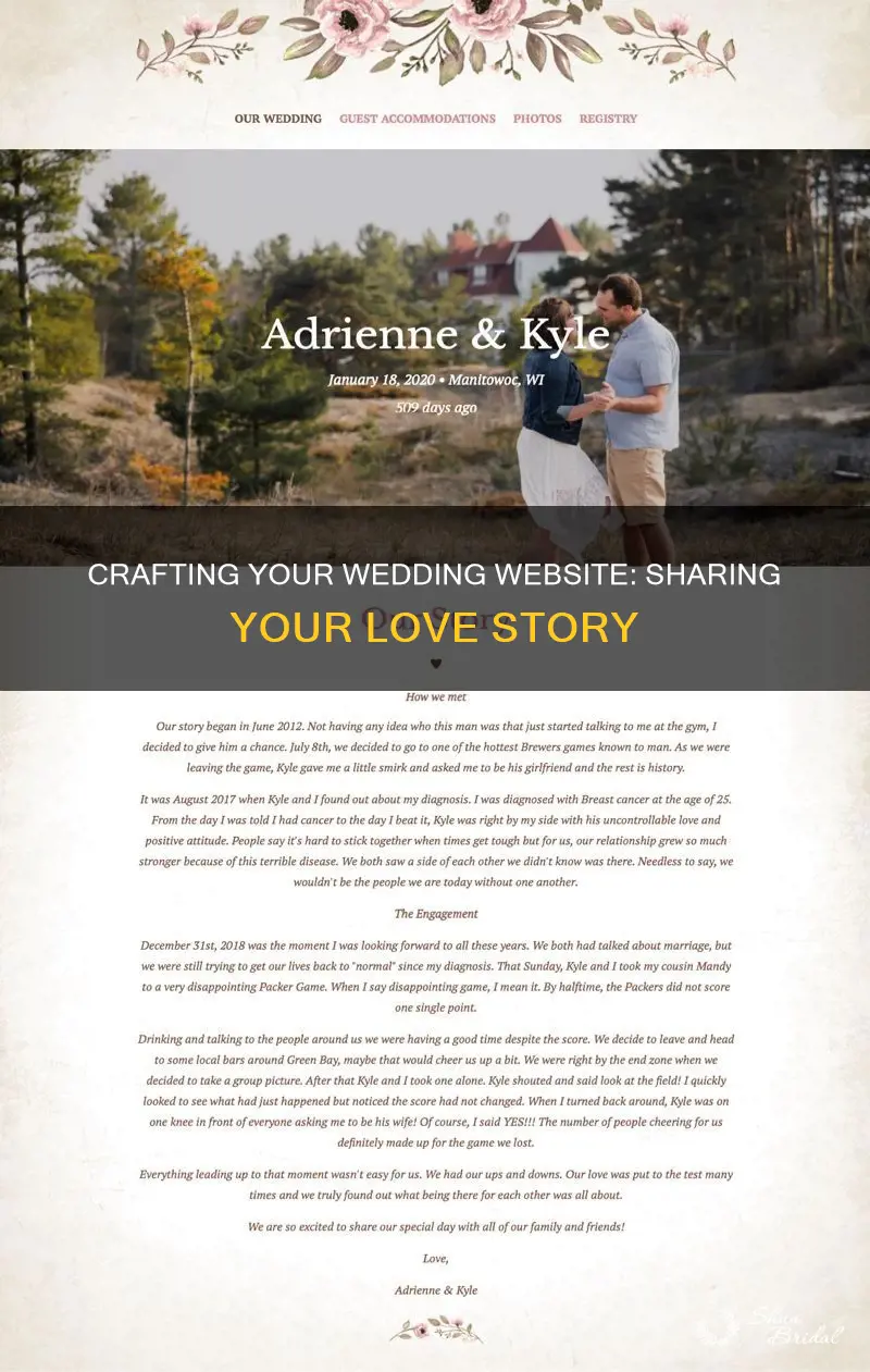what to put for your story on wedding website