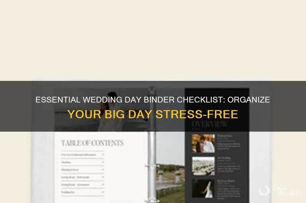what to put in a day of wedding binder