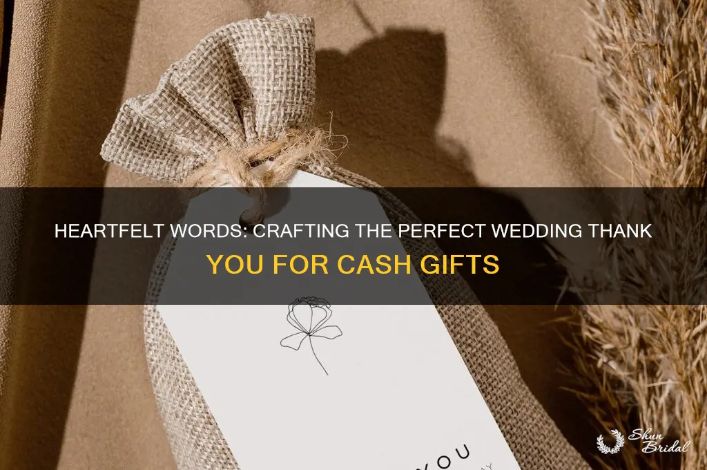 what to say in wedding thank you card for money