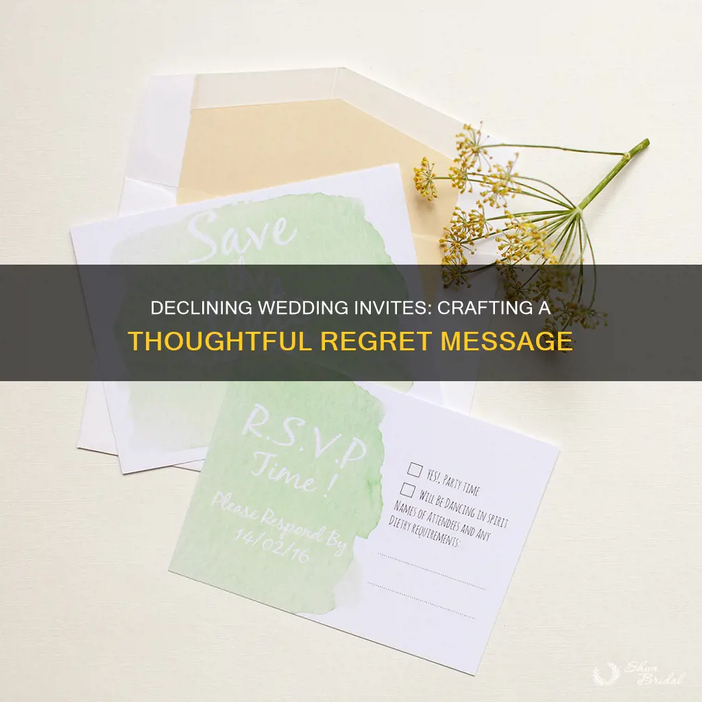 what to say when sending regrets to a wedding invitation