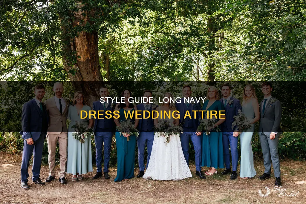 what to wear with long navy blue dress for wedding