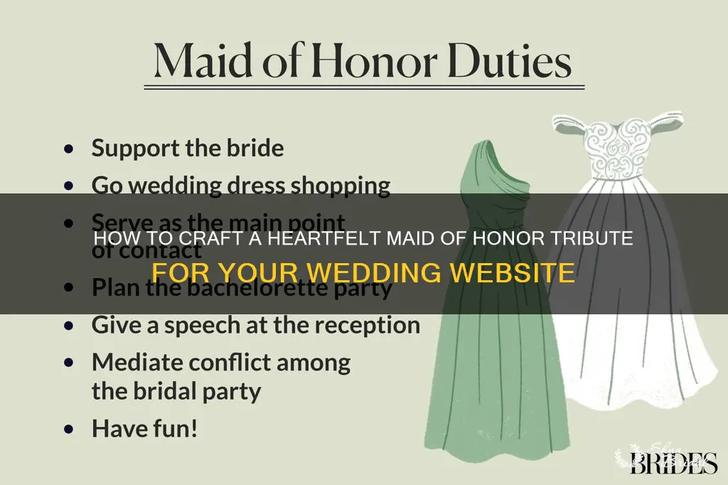 what to write about maid of honor on wedding website