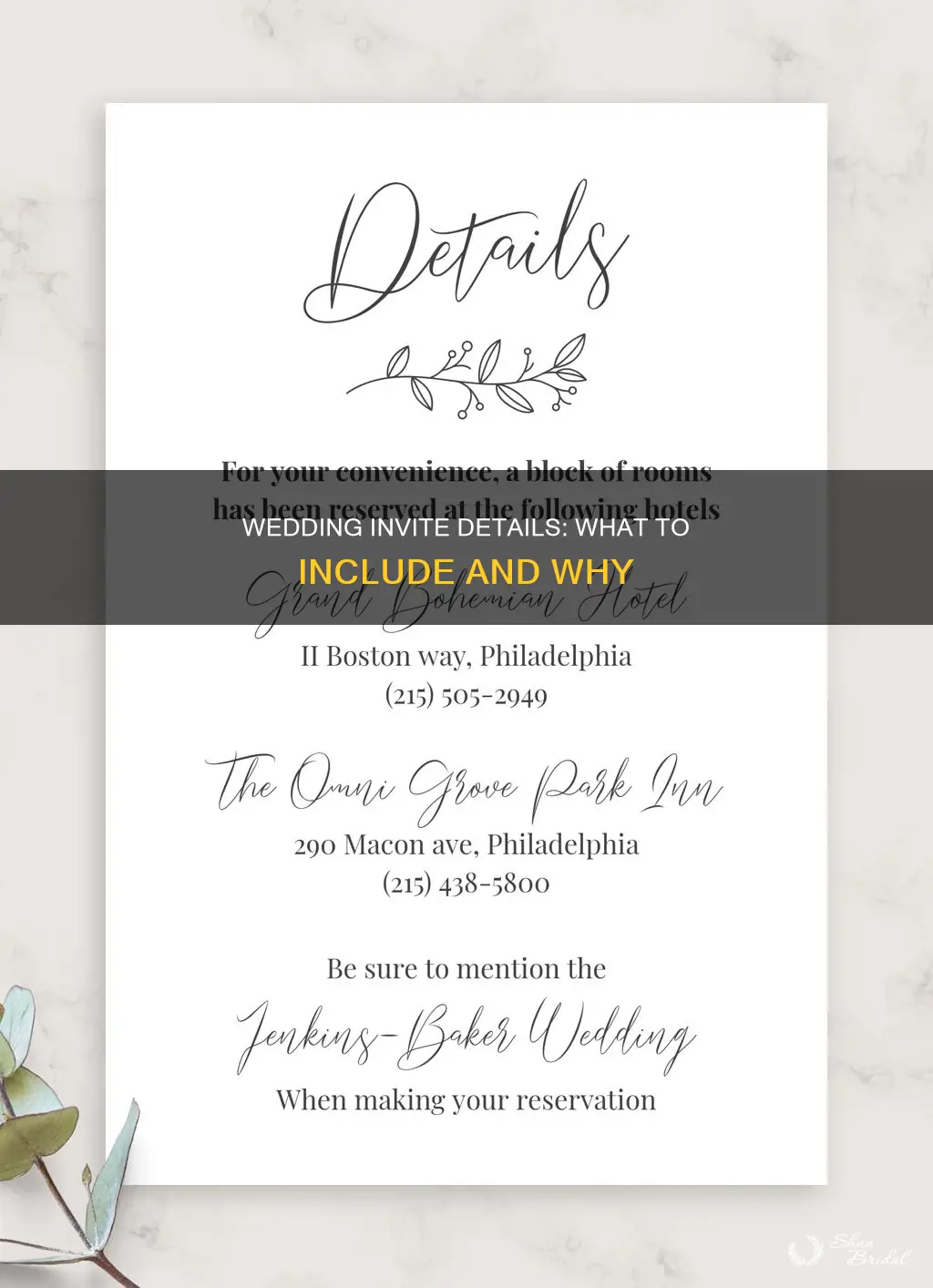 what to write details section wedding invite