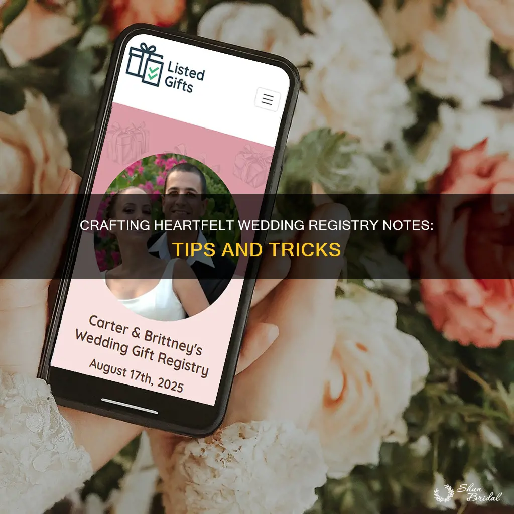 what to write for personal message on wedding registry