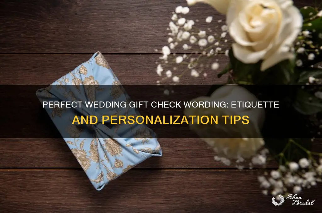 what to write on a check for a wedding gift