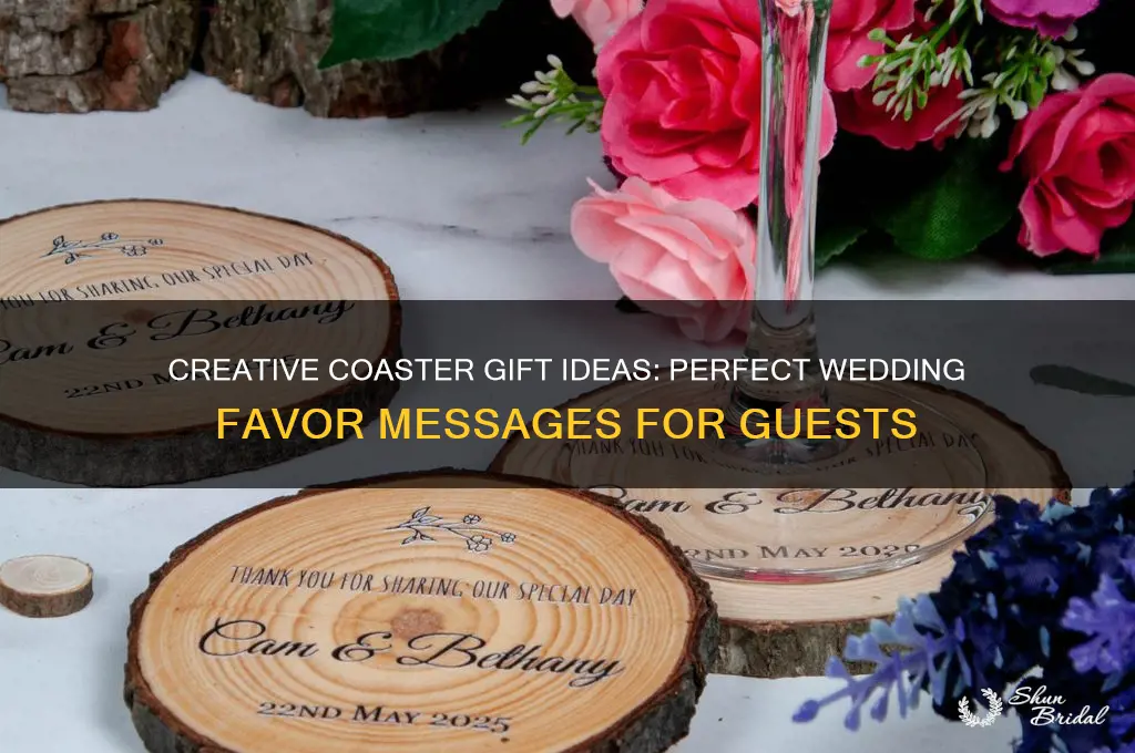 what to write on a wedding favor coaster gift