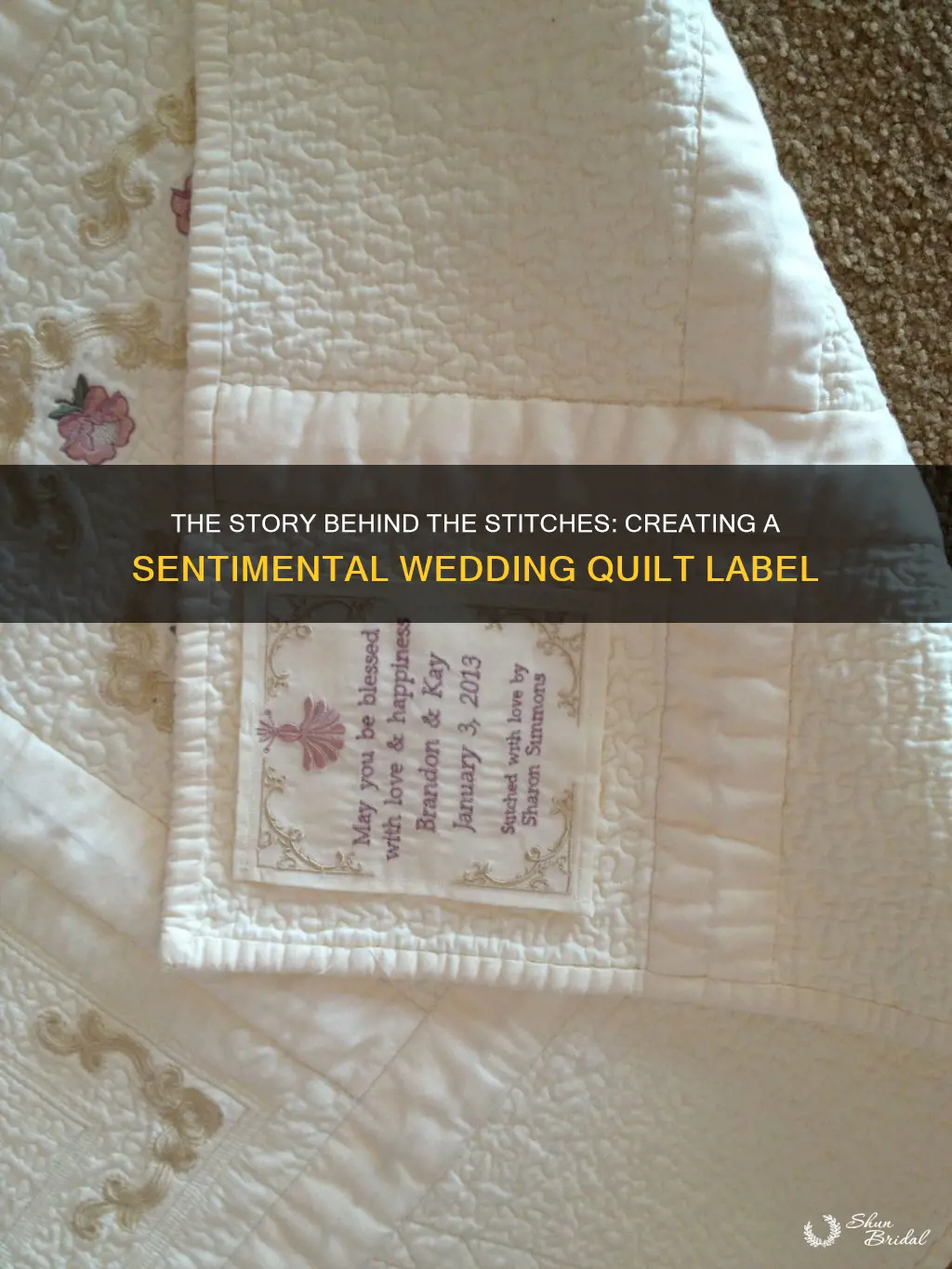 what to write on a wedding quilt label