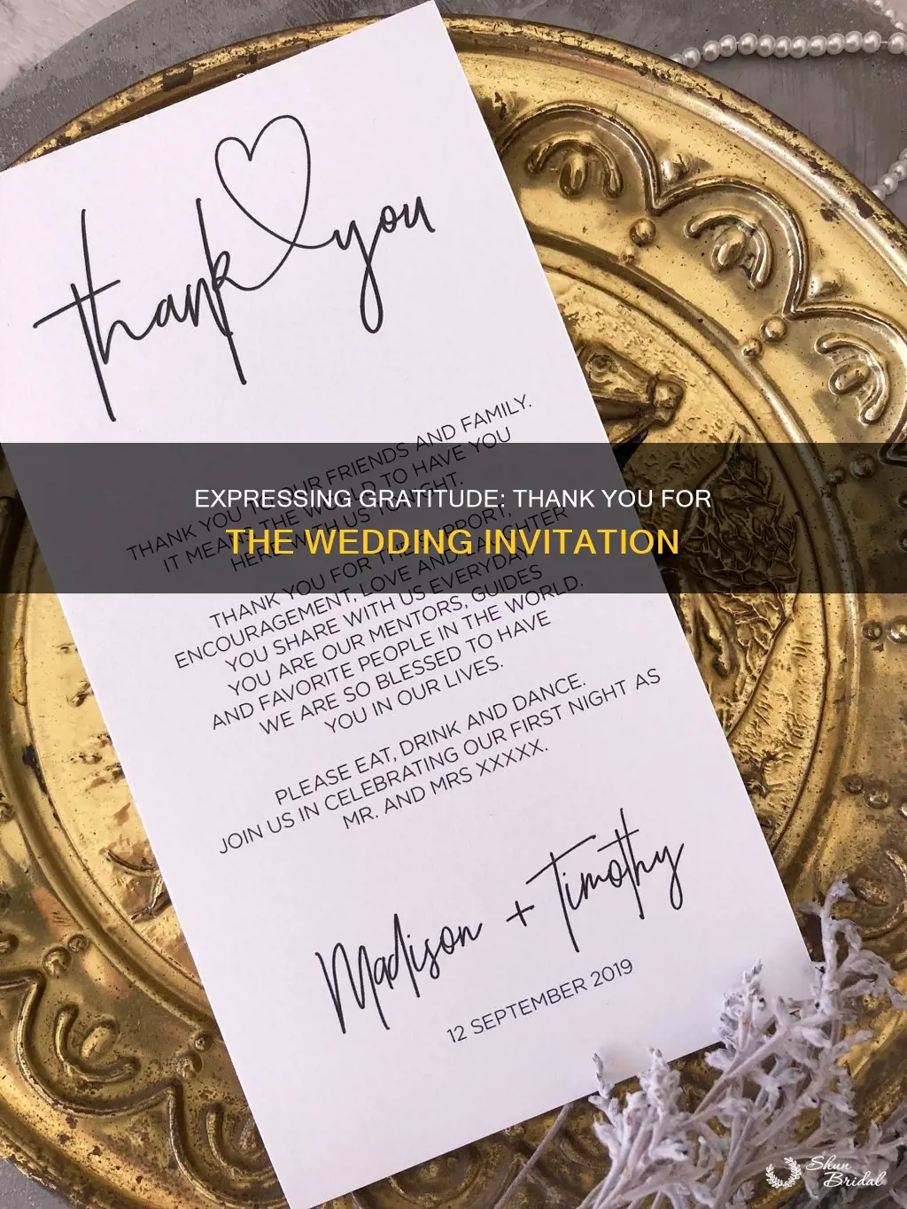 what to write on thank you for inviting ot wedding