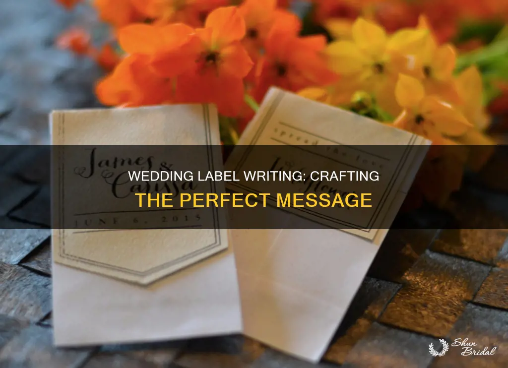 what to write on wedding label