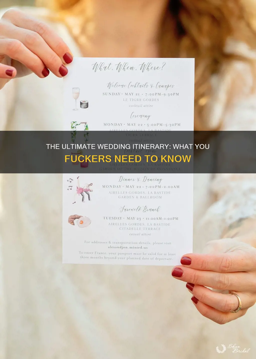 what you fckers need to know wedding itinerary