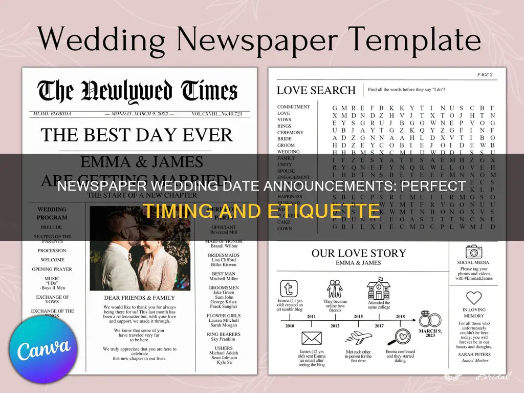 when do you add wedding date in newspaper