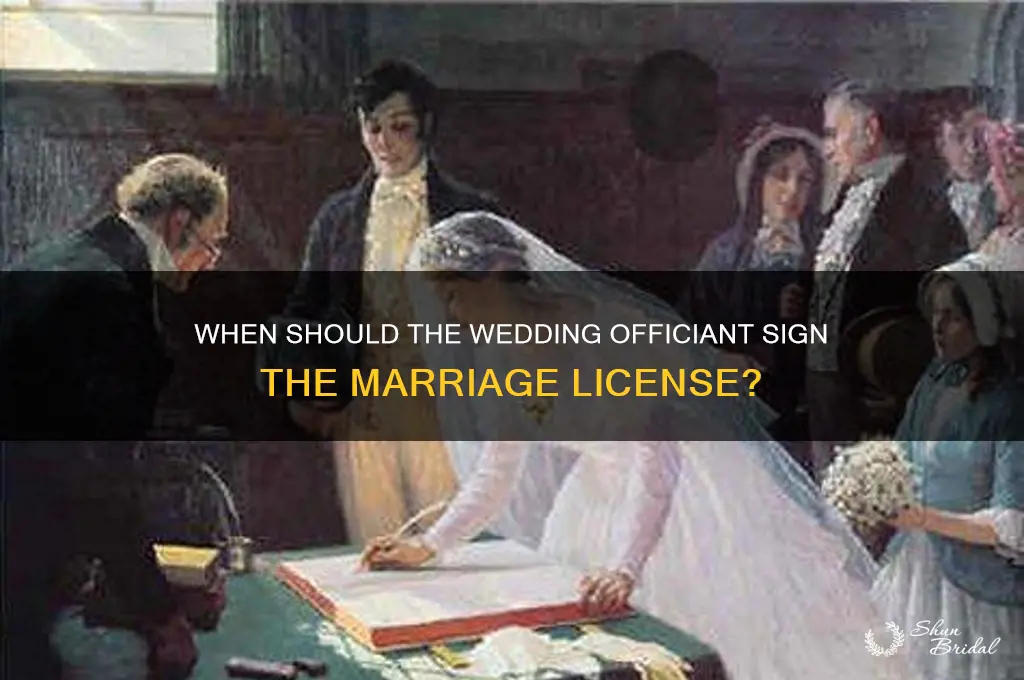 when does a wedding officiant sign marriage license
