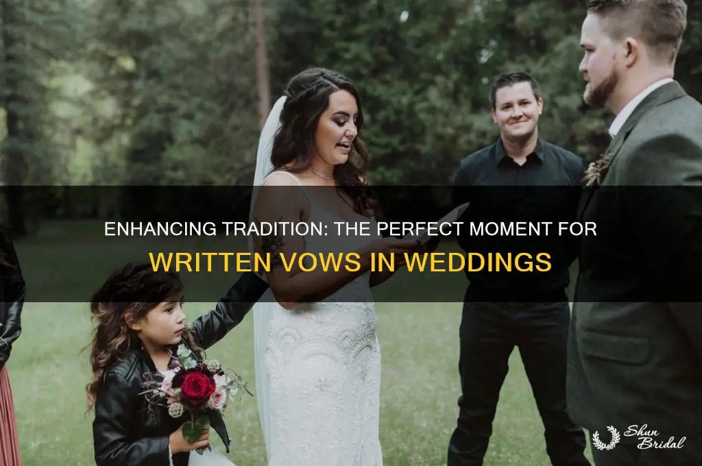 when to add written vows into a traditional wedding ceremony