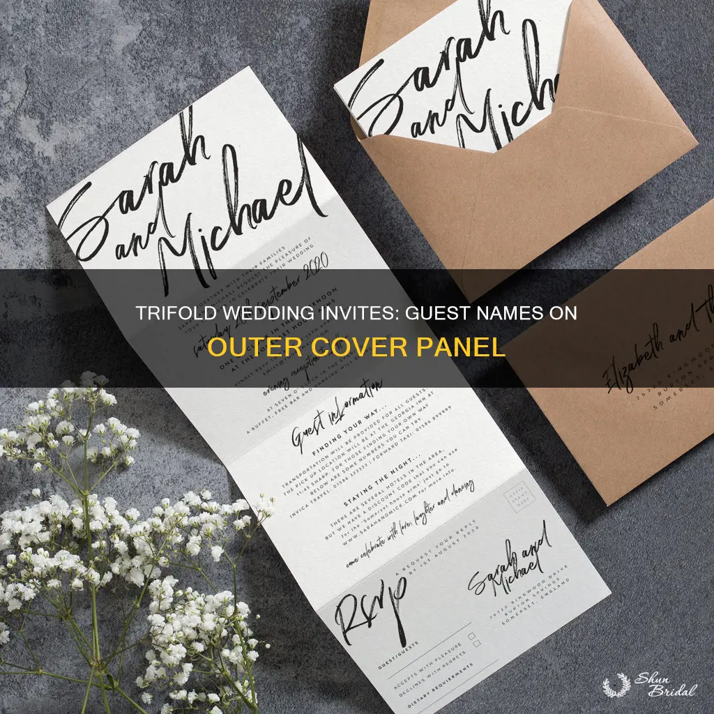 where do guest names go in a trifold wedding invitation