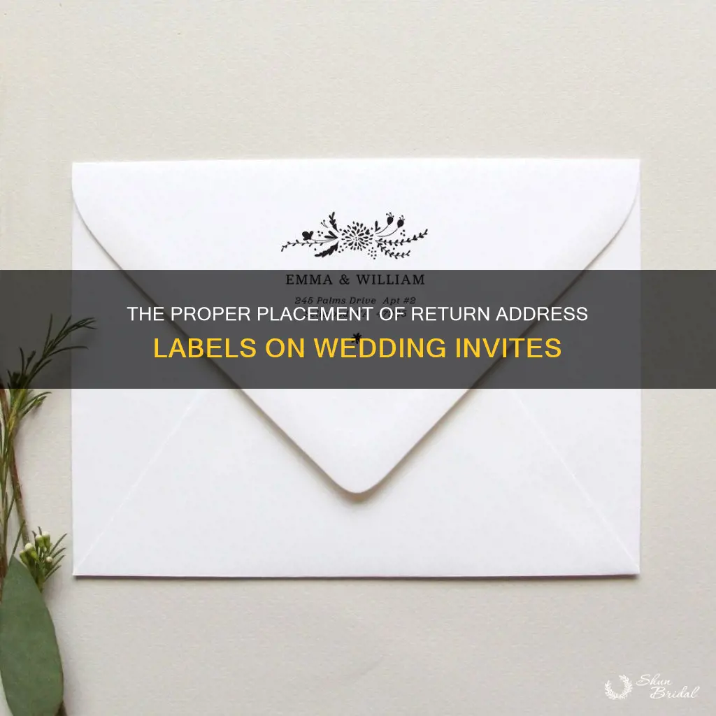 where do return address labels go on wedding invitations