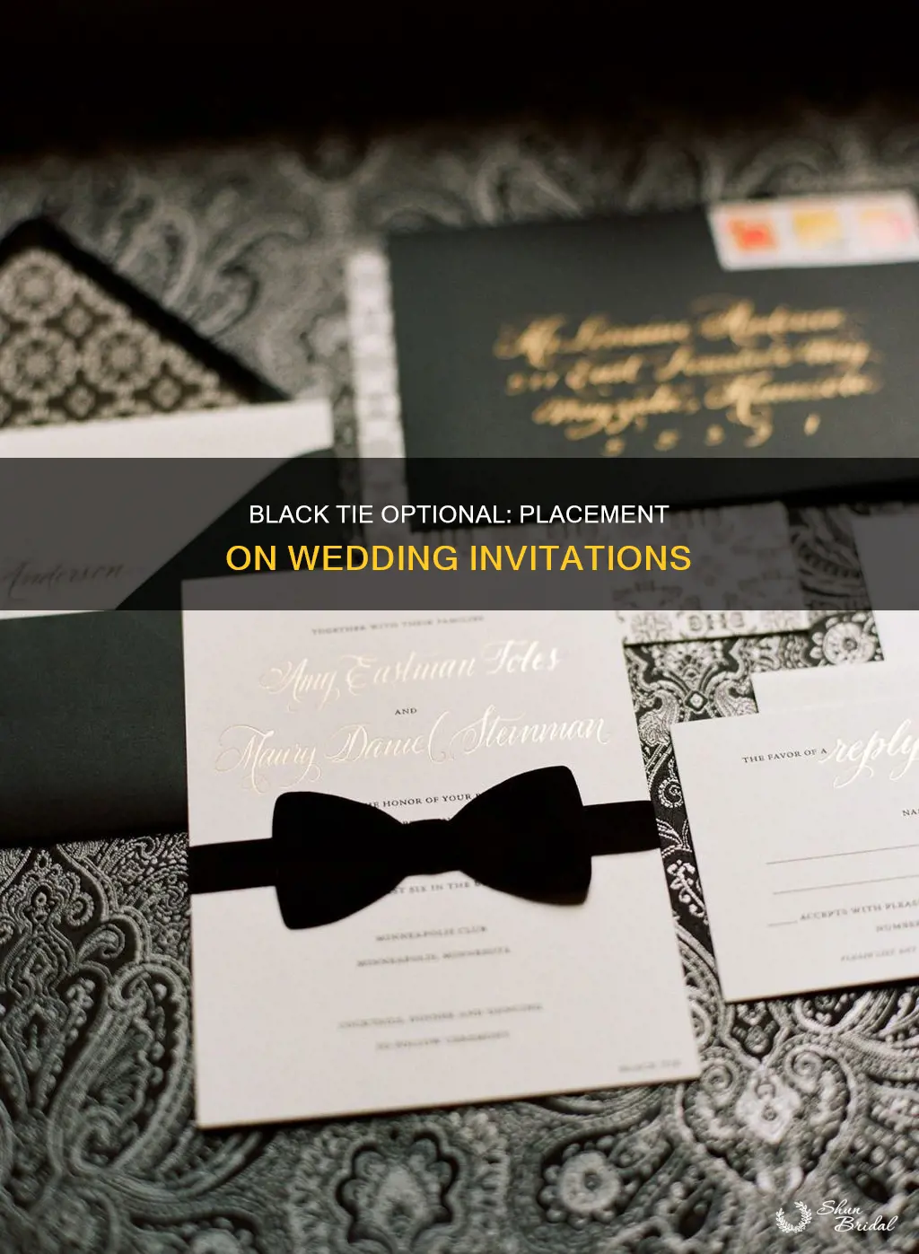 where do you put black tie optional on wedding invitation