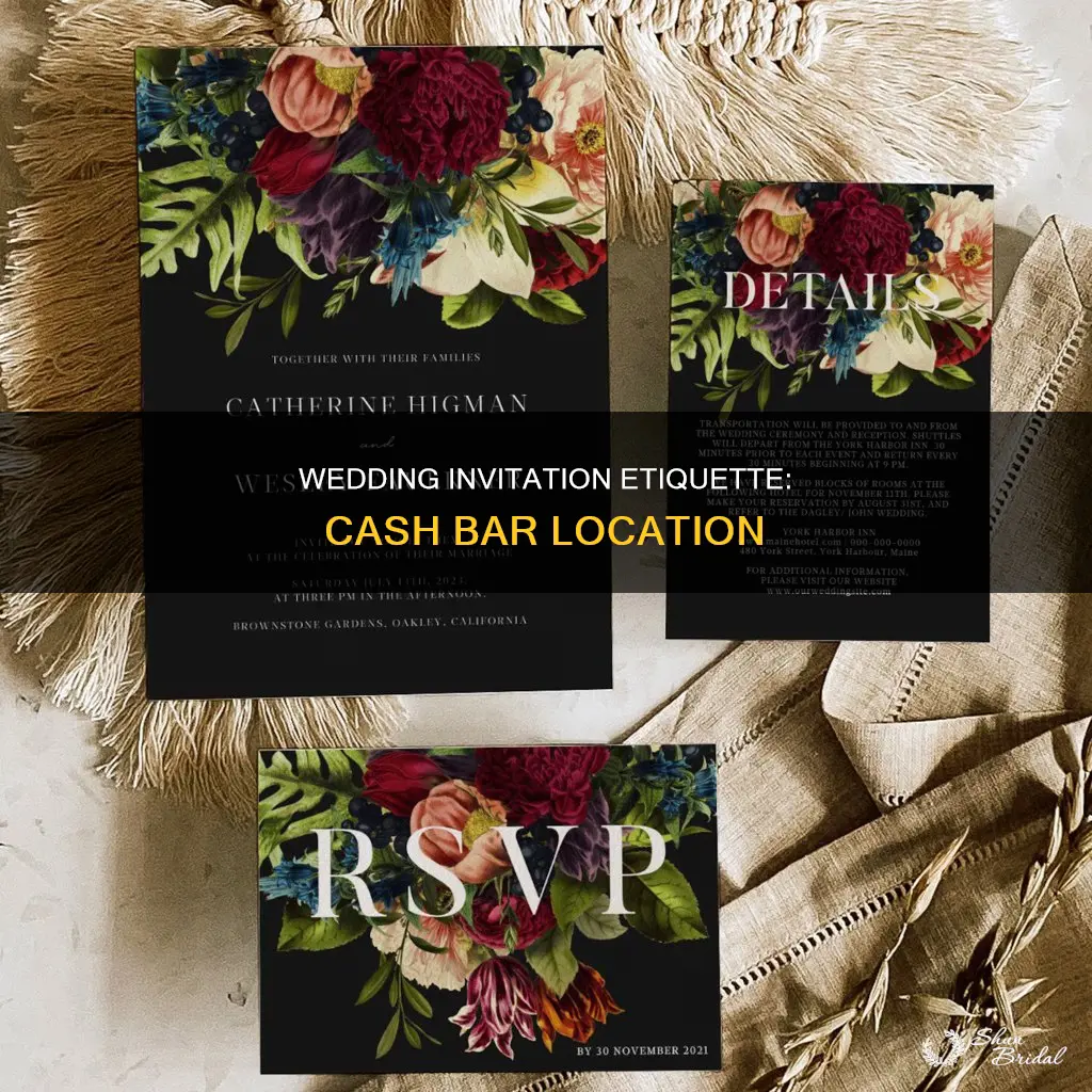 where do you put cash bar on a wedding invitation