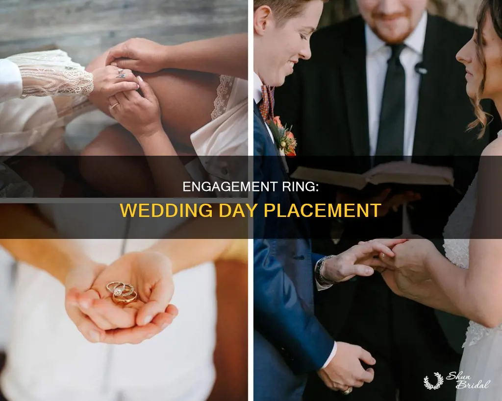 where do you put engagement ring on wedding day