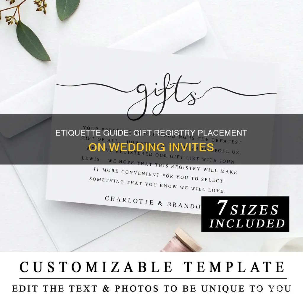 where does gift registration go on wedding invite