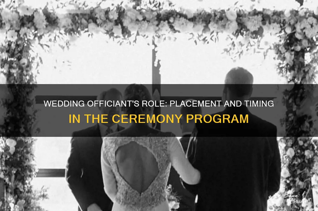 where does the officiant go in the wedding program