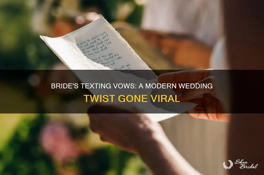 where is the bride who reads texts instead of vows