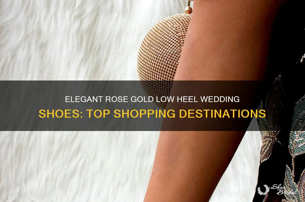 where to buy rose gold low heel wedding shoes