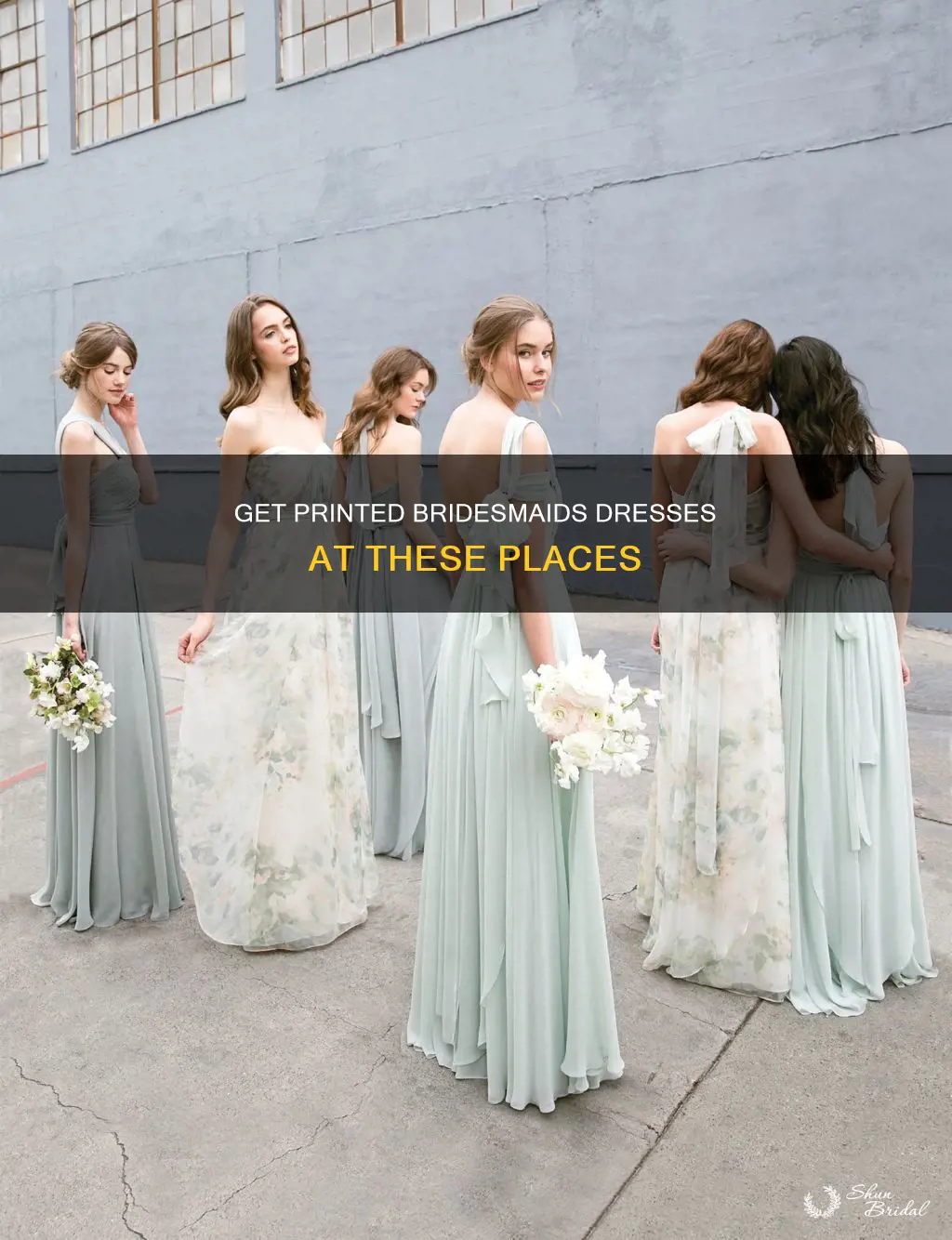 where to get print bridesmaids dresses