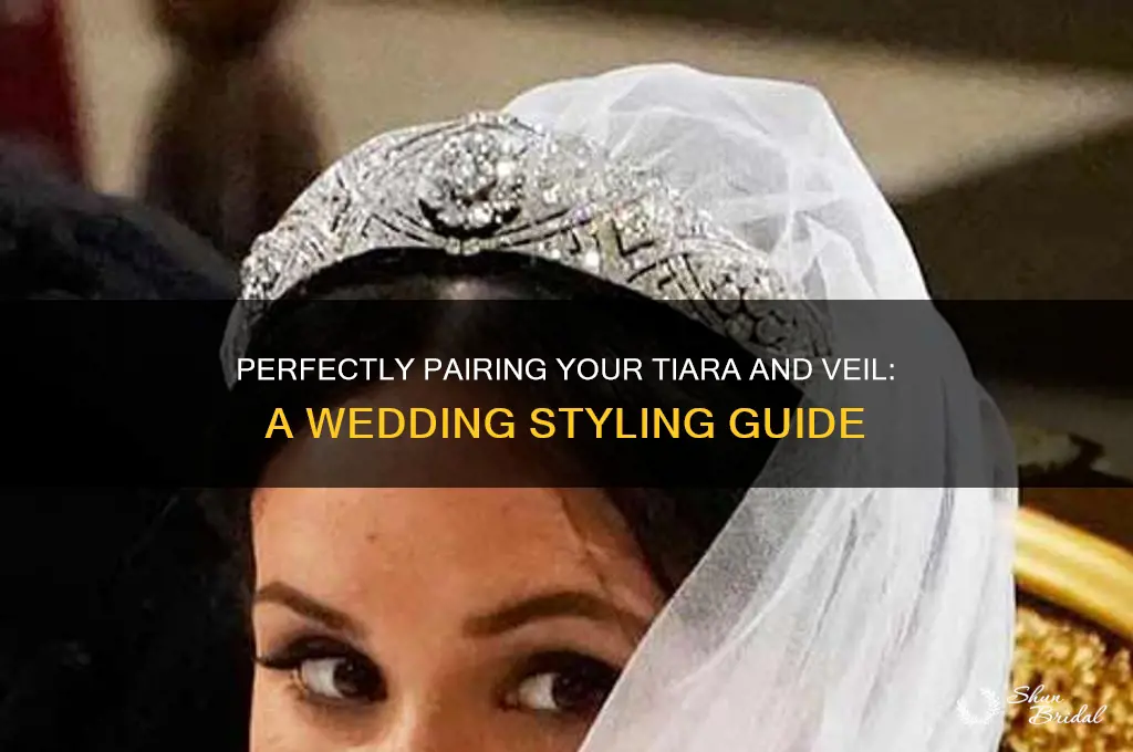 where to place a tiara with a wedding veil