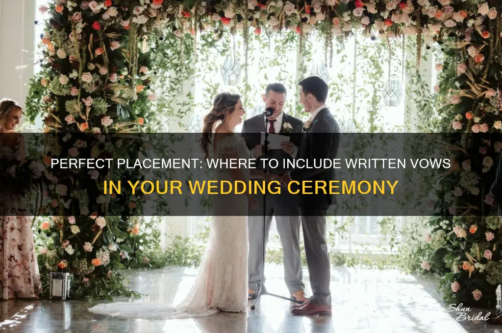 where to put written vows in a wedding ceremony