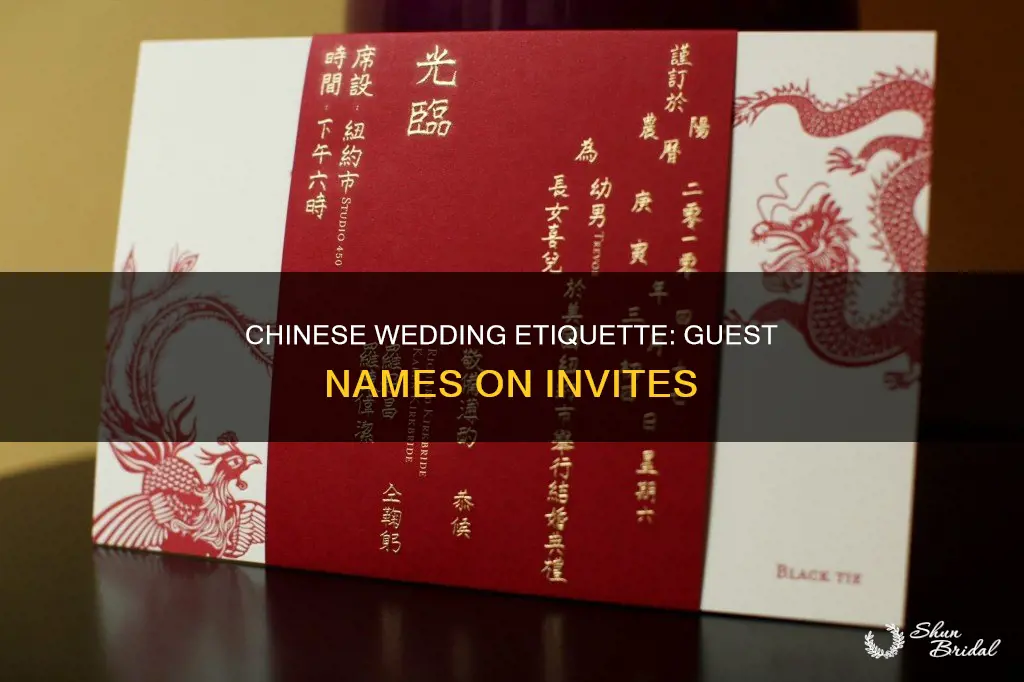 where to write guest name on chinese wedding invitation