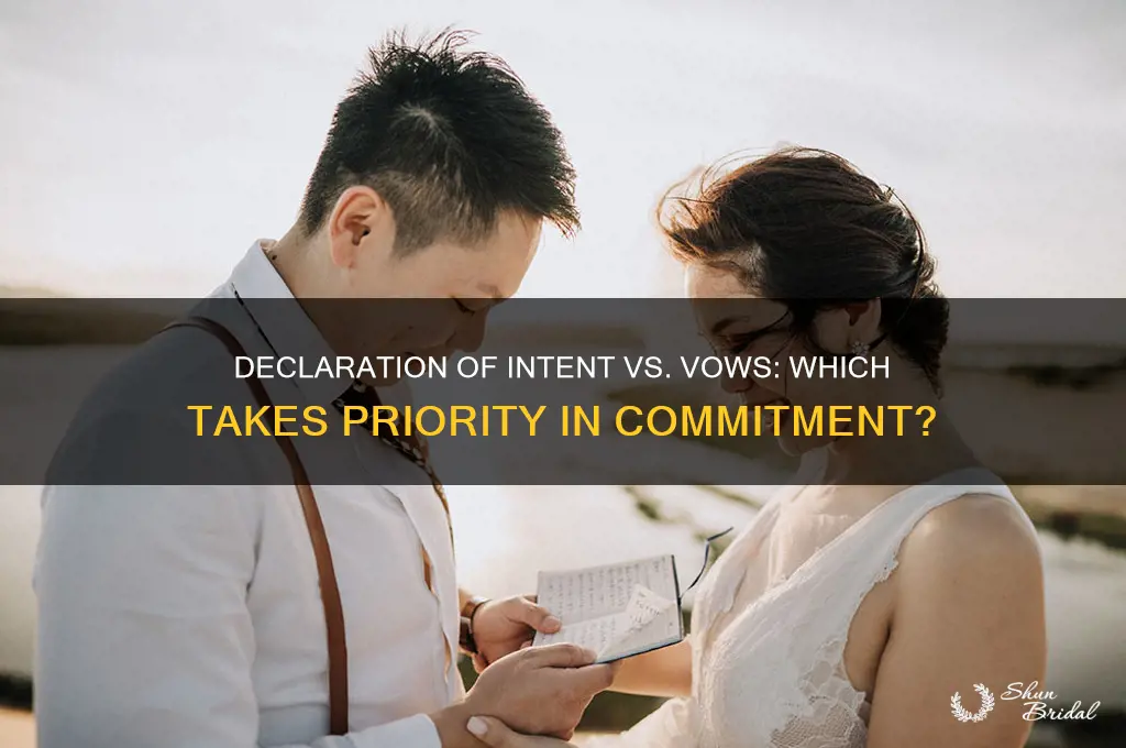 which comes first declararion of intenet or vows