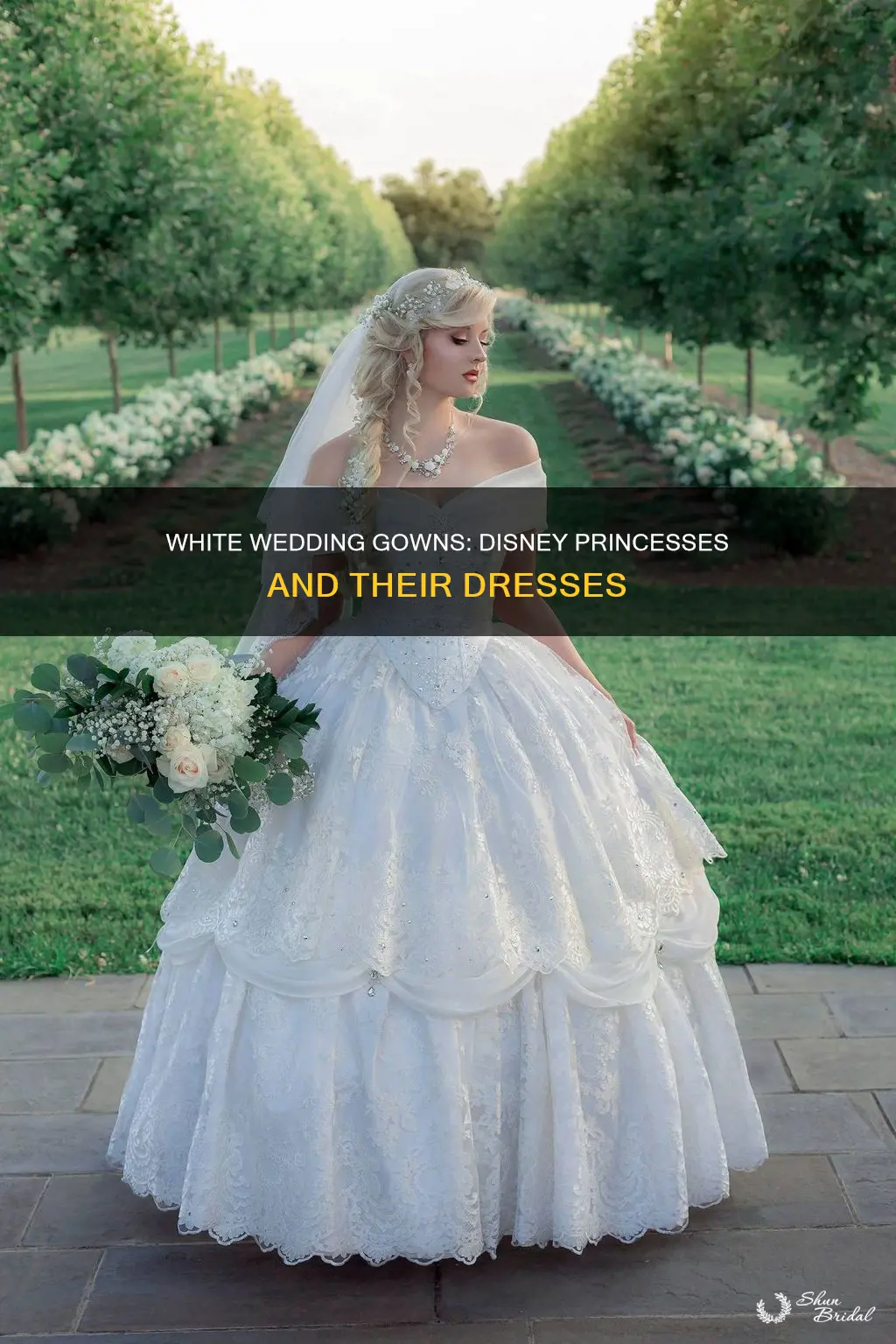 which disney charaters wore white dresses at their weddings