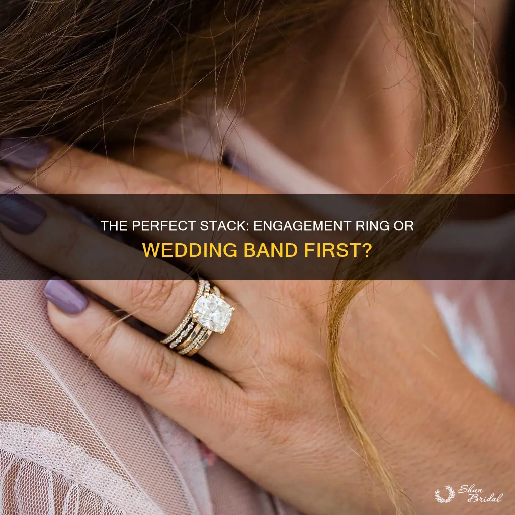 which ring enganement wedding on top