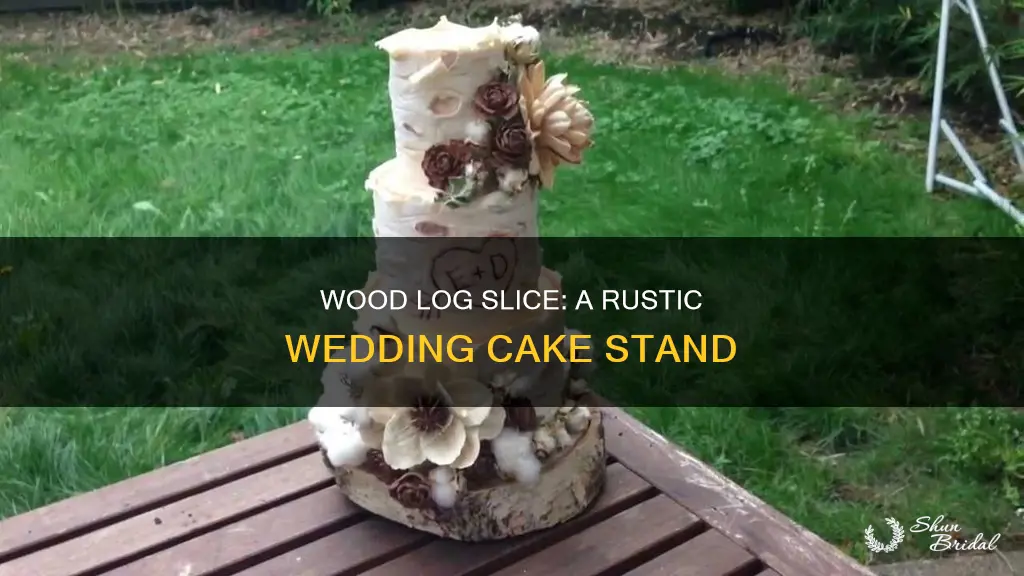 why a wood log slice for a wedding cake stand