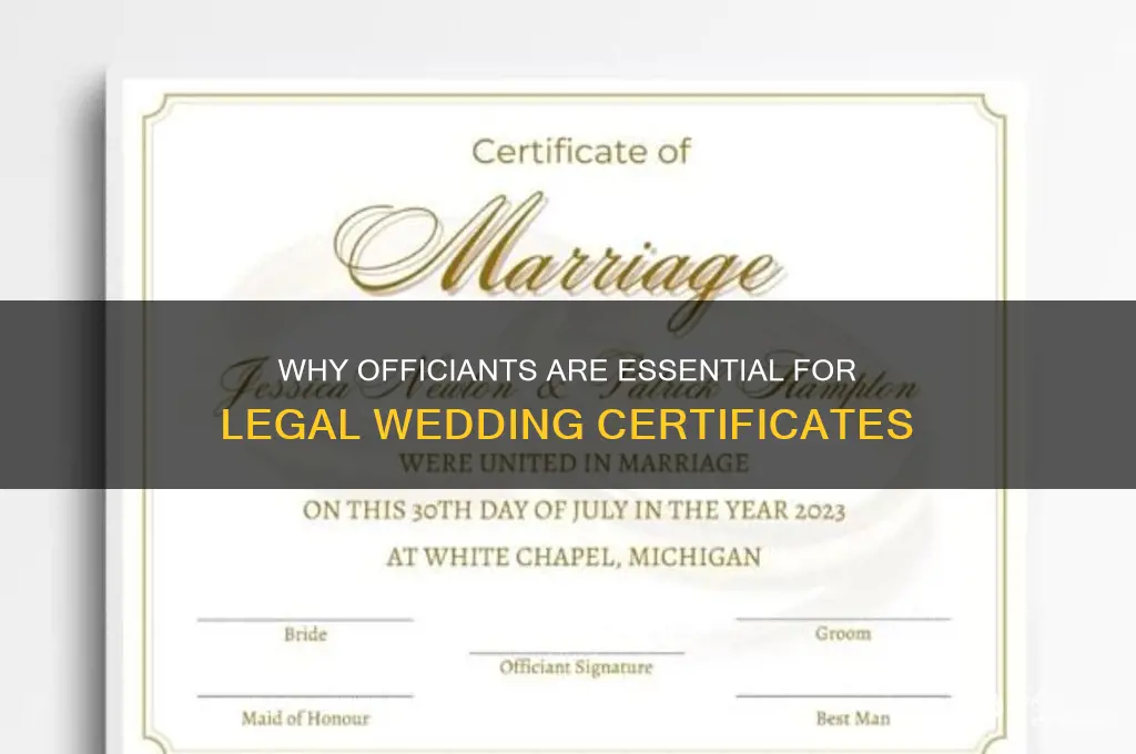 why are officiants required for wedding certificates
