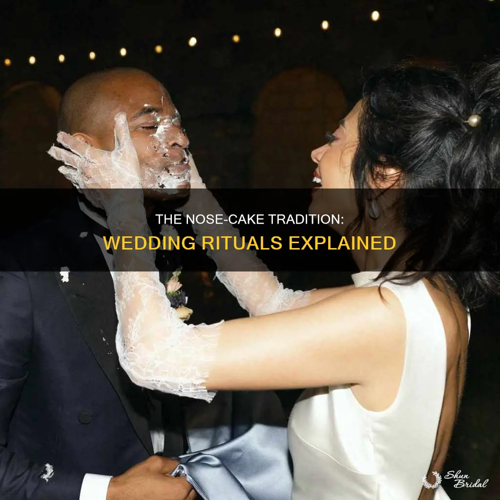 why do couples put cake on nose at wedding