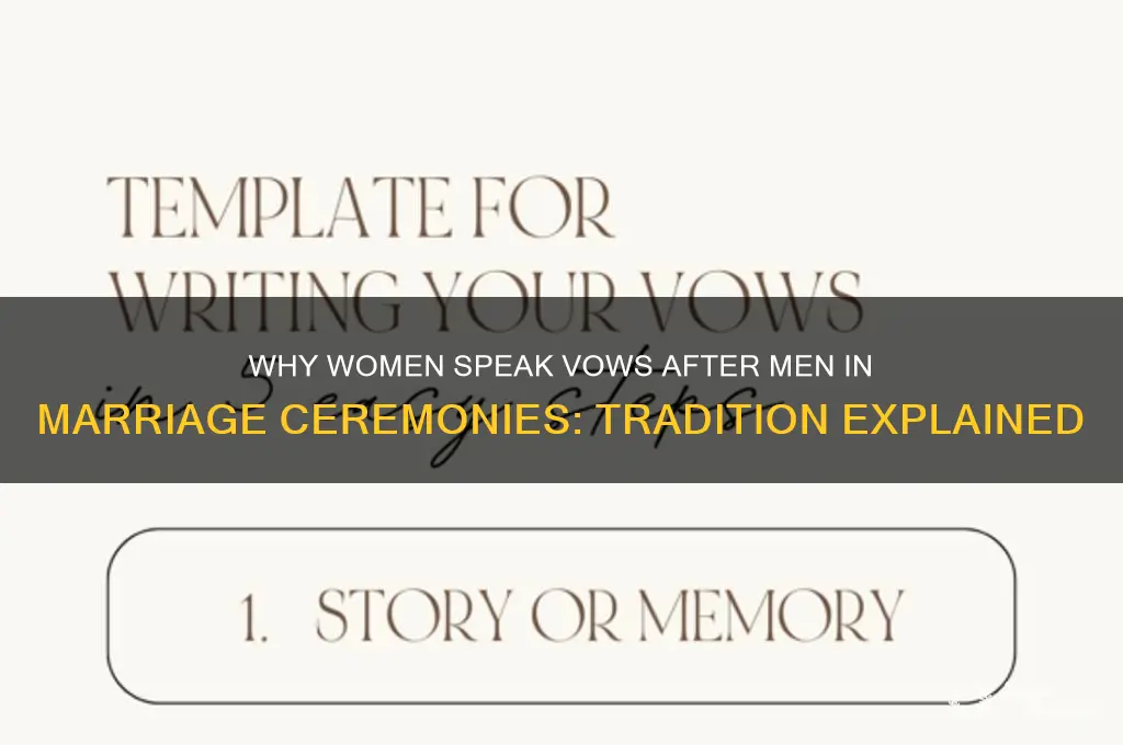 why do women say vows after men in marage cerimonies
