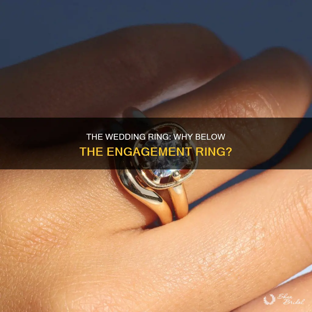 why is the wedding ring worn below the engagement ring