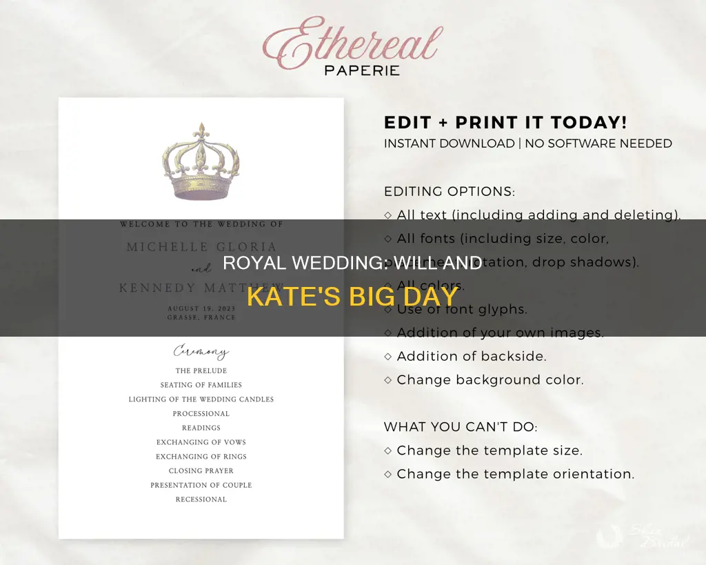 will and kate wedding program