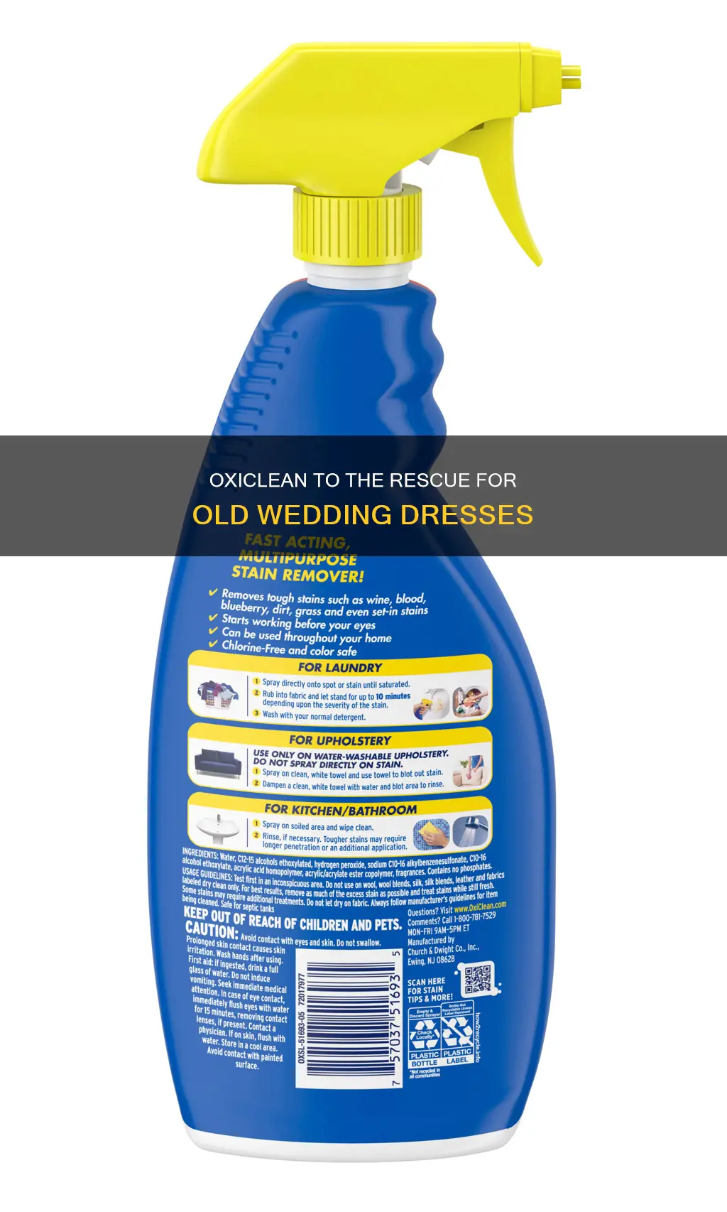 will oxiclean remove oxidized stains from olld wedding dress